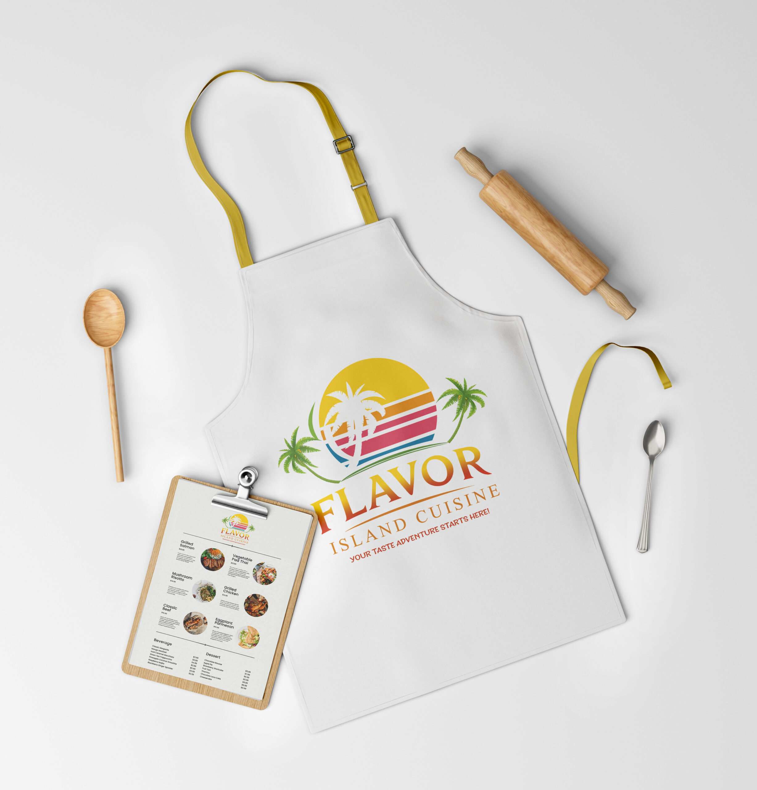 Free Fabric Apron Branding Mockup copie